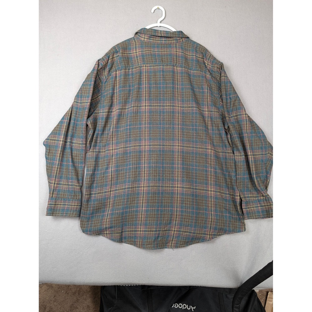 GH Bass & Co Mens XXL Plaid Flannel Button Down Shirt green Brown Long Sleeve - Picture 5 of 7